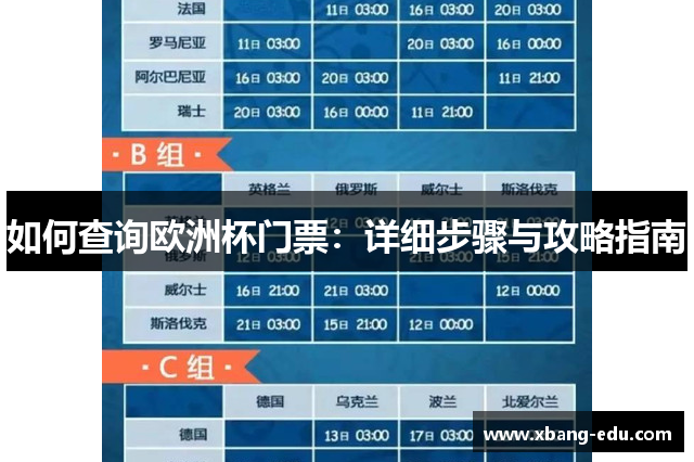 如何查询欧洲杯门票：详细步骤与攻略指南
